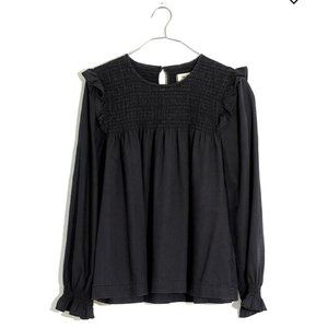 NWT Madewell Smocked Ruffle Top in Lunar Wash
